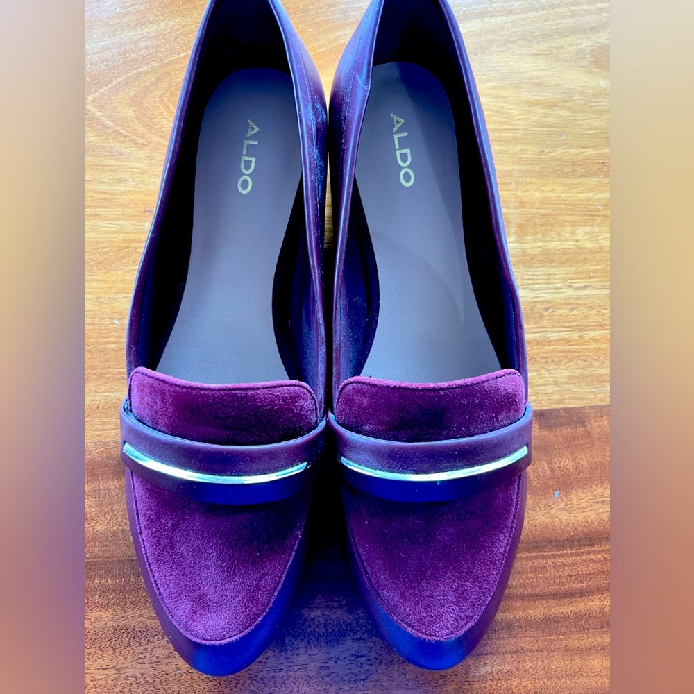 ALDO Women’s Leather Burgundy Loafers size US9 EUR40